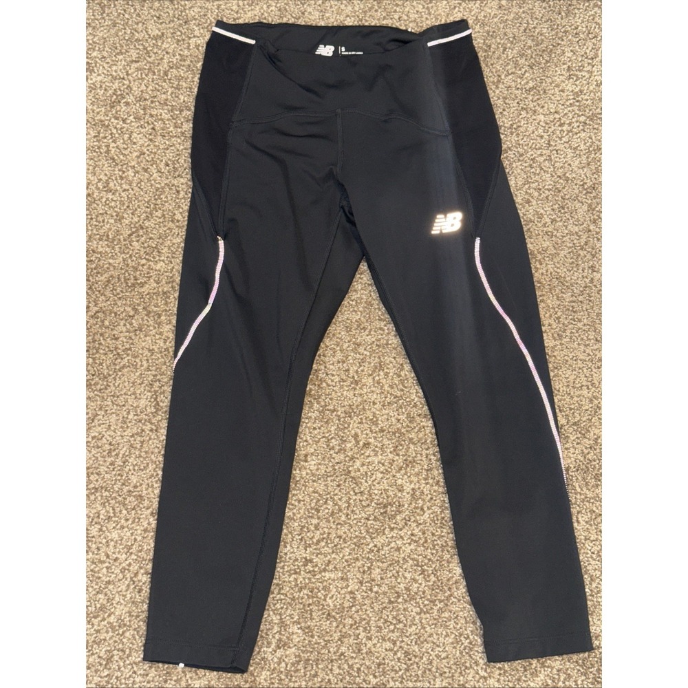 New Balance Women Sm Crop Leggings Activewear Run Yoga Black Gorpcore AthLeisure